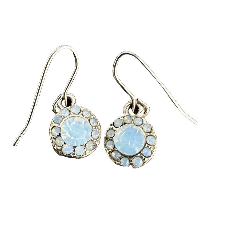 Milky faceted iridescent gold tone dangle drop fancy preppy earrings